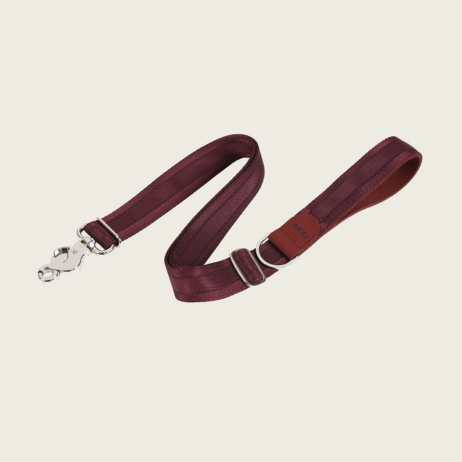 Burgundy Adjustable Short Dog Leash – Durable Nylon, Auto-Locking Clip, Soft Handle